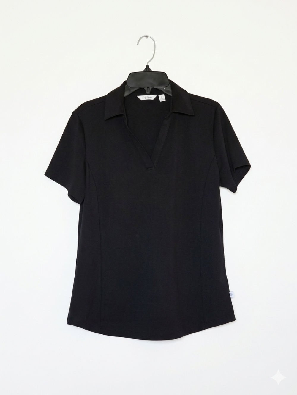 Lady Hagen Golf Pickleball Polo Top Medium Black V-Neck Performance Athletic